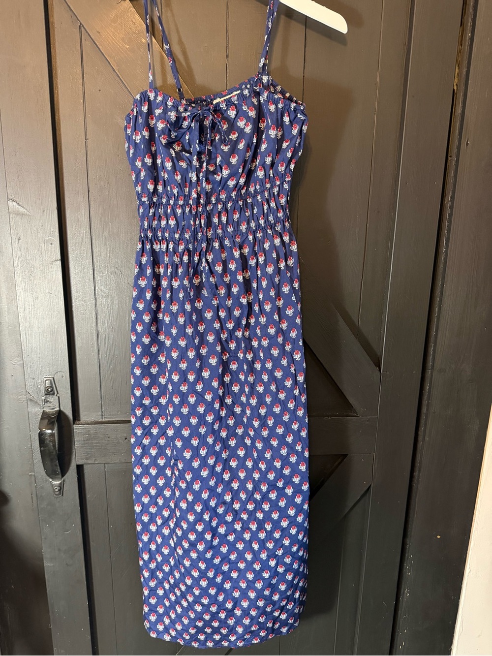 Universal Thread Navy Blue Floral Smocked Midi Dress
